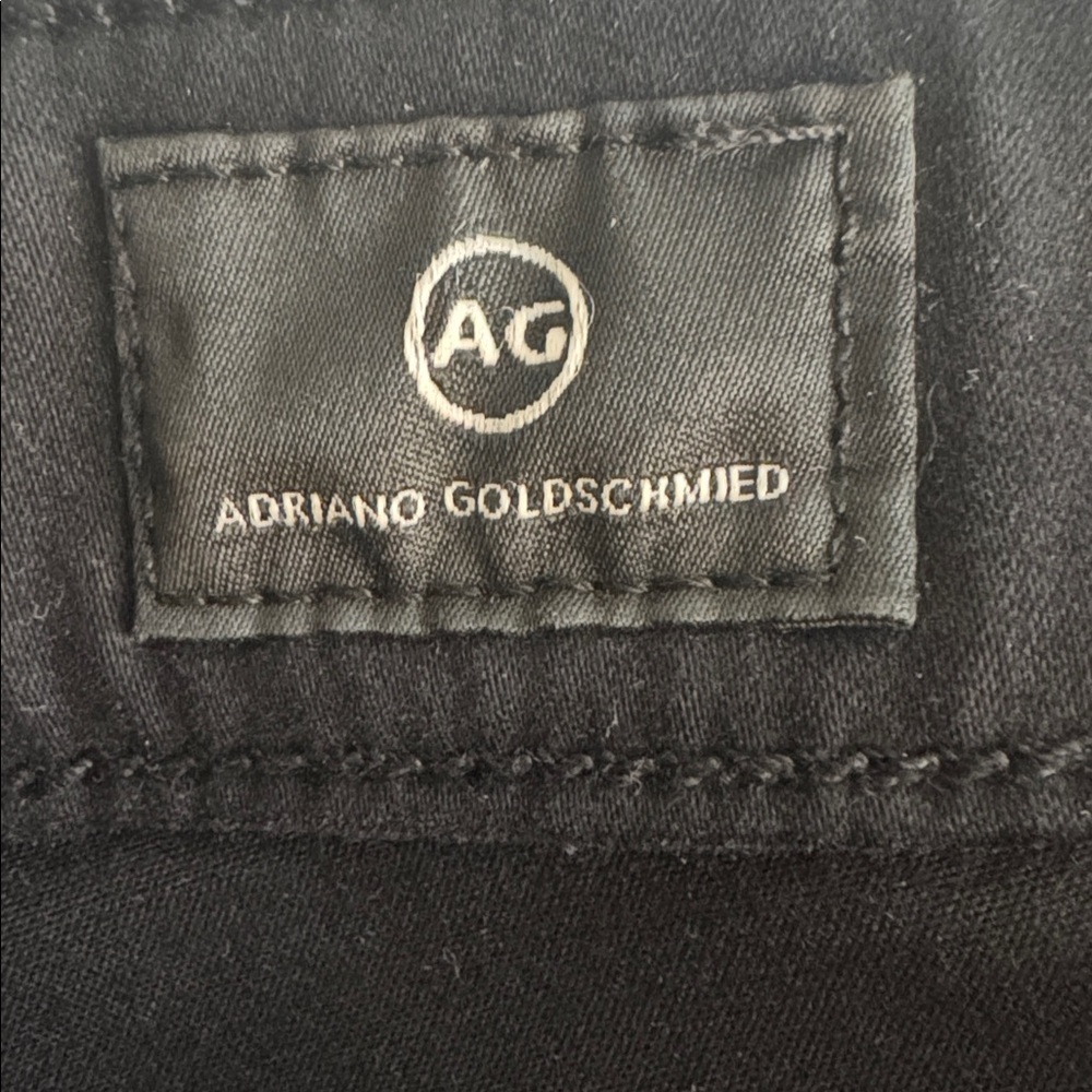 AG Mari Button Up High Rise Slim Straight Black Jeans Faux Leather Pants Size 27 - Picture 6 of 7